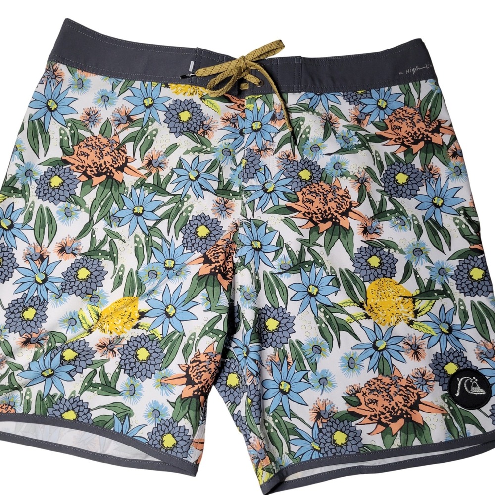 Quiksilver Highline Board Shorts Mens Floral Print Swim Trunks Multi Sizw 36